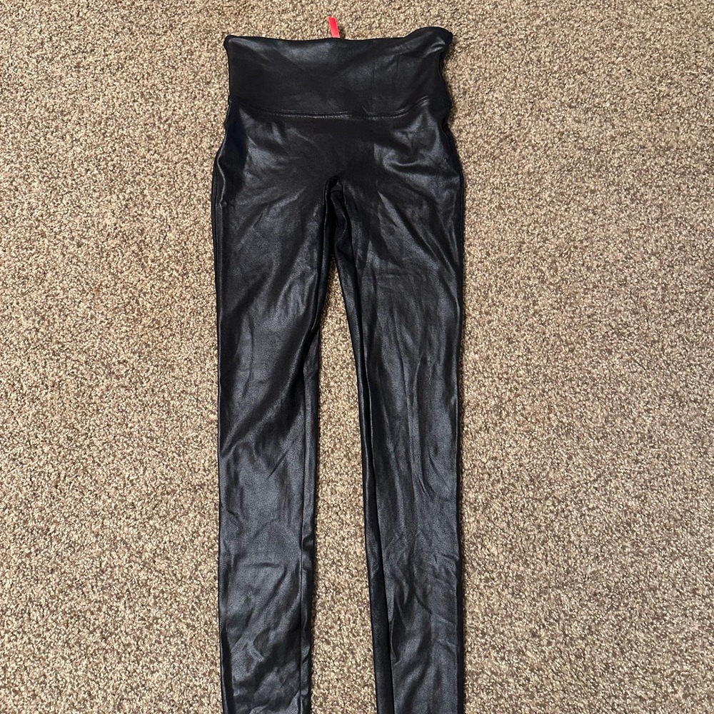 Spanx leather Black High-Waisted Leggings